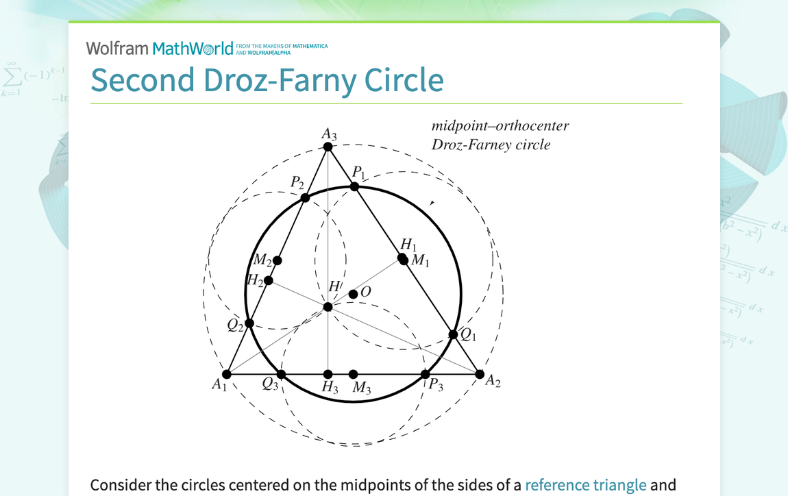 Second Droz-Farny Circle -- from Wolfram MathWorld