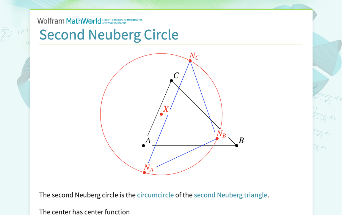Second Neuberg Circle -- from Wolfram MathWorld