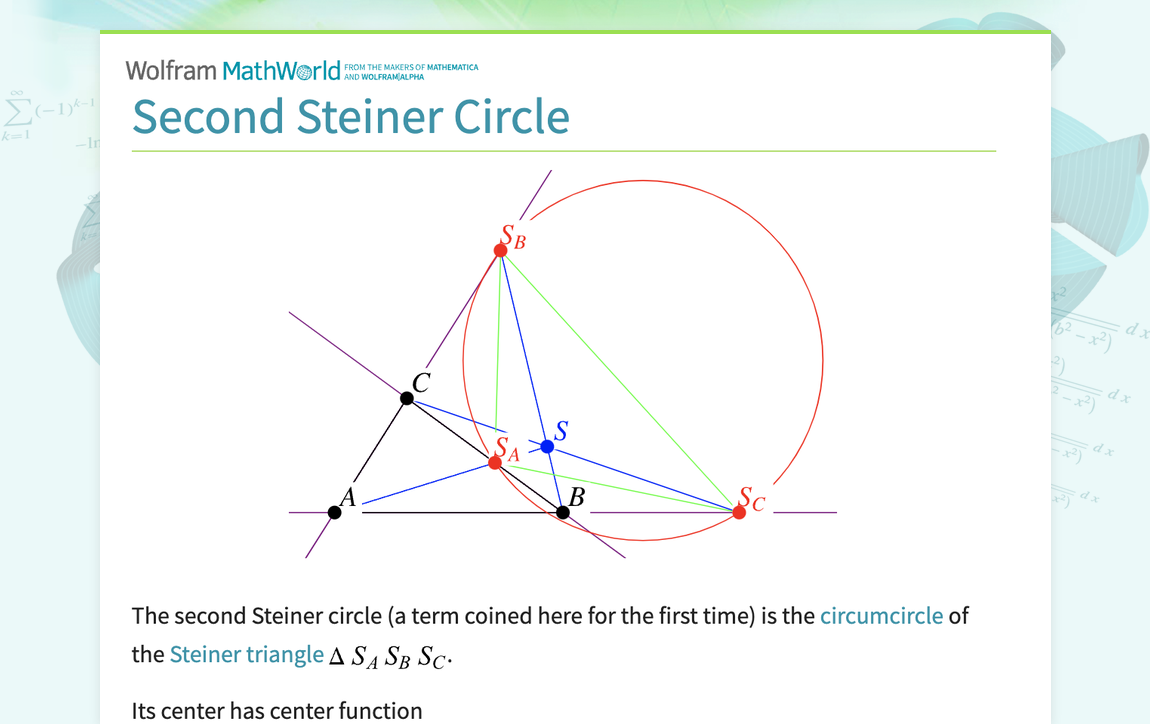 Second Steiner Circle -- from Wolfram MathWorld