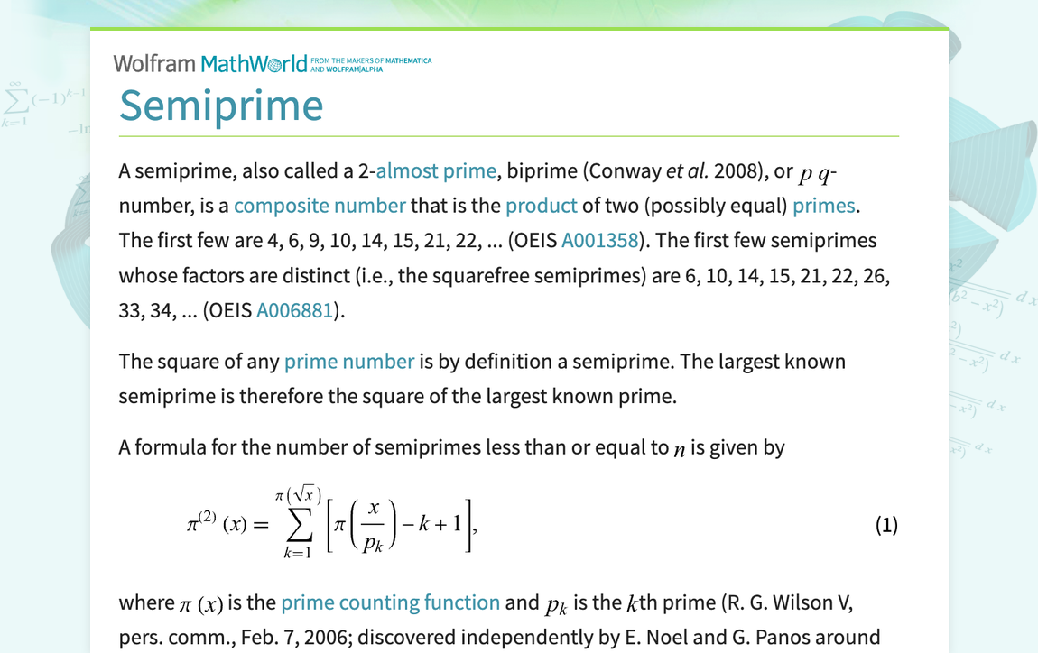 Semiprime -- from Wolfram MathWorld