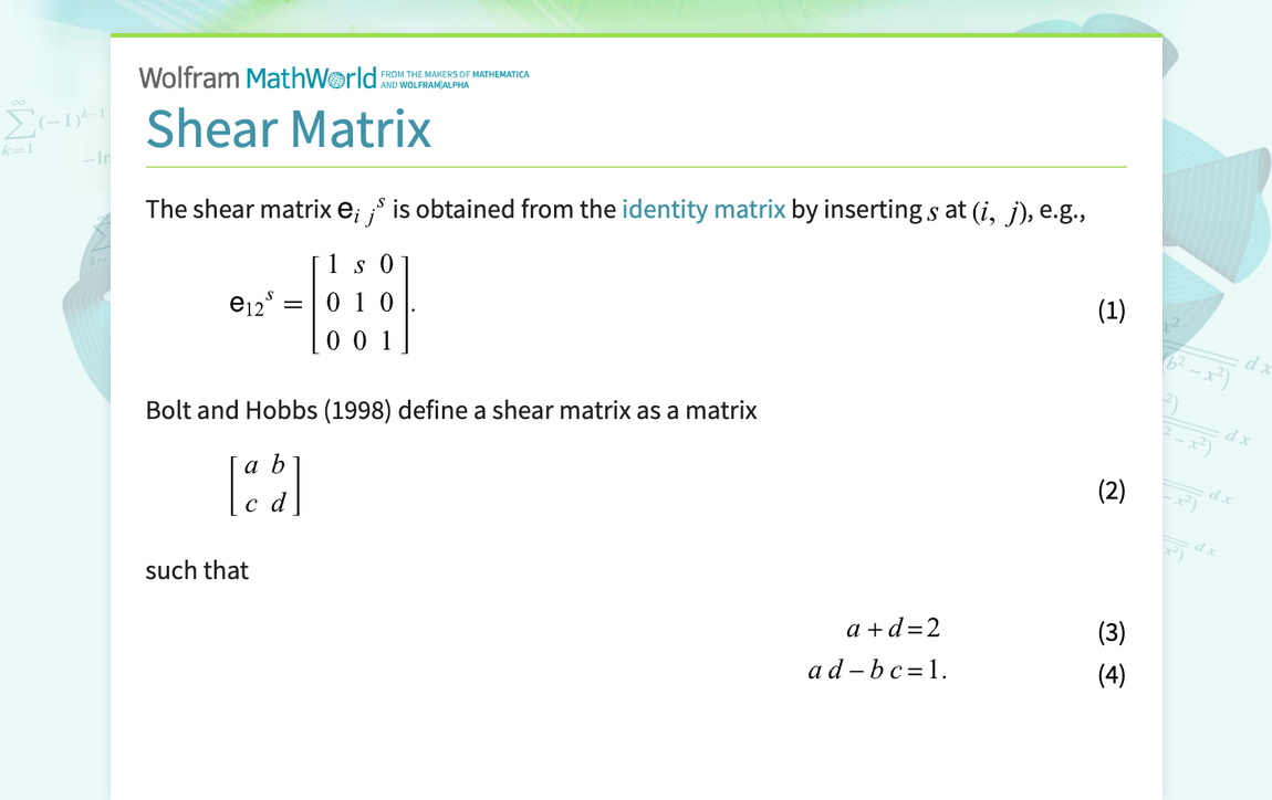 Shear Matrix -- from Wolfram MathWorld