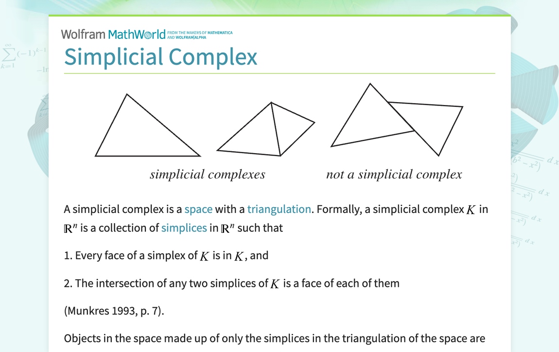 Simplicial Complex -- from Wolfram MathWorld