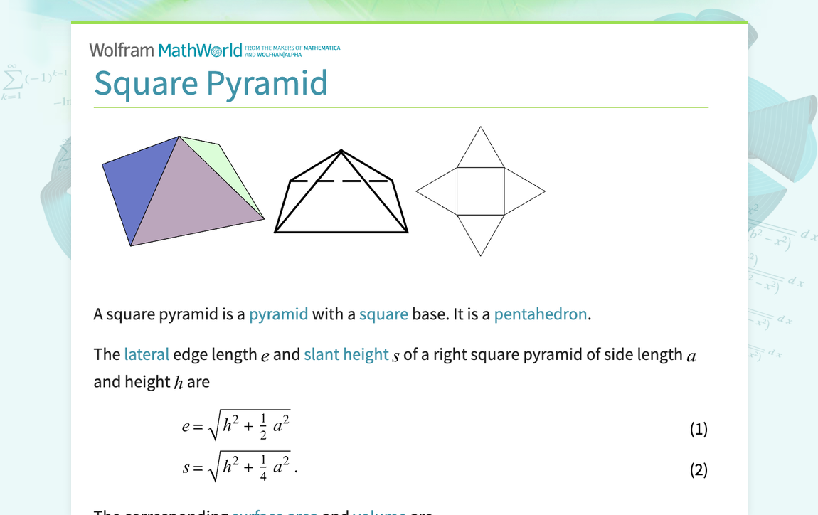 Square Pyramid -- from Wolfram MathWorld