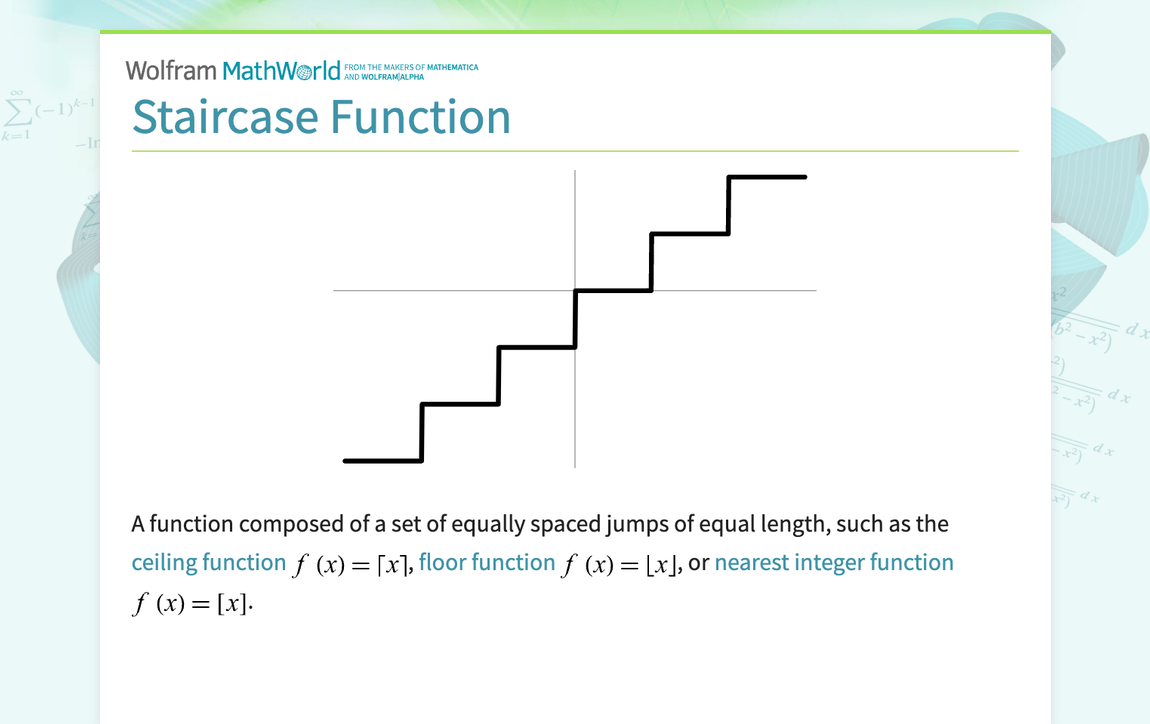 Staircase Function -- from Wolfram MathWorld