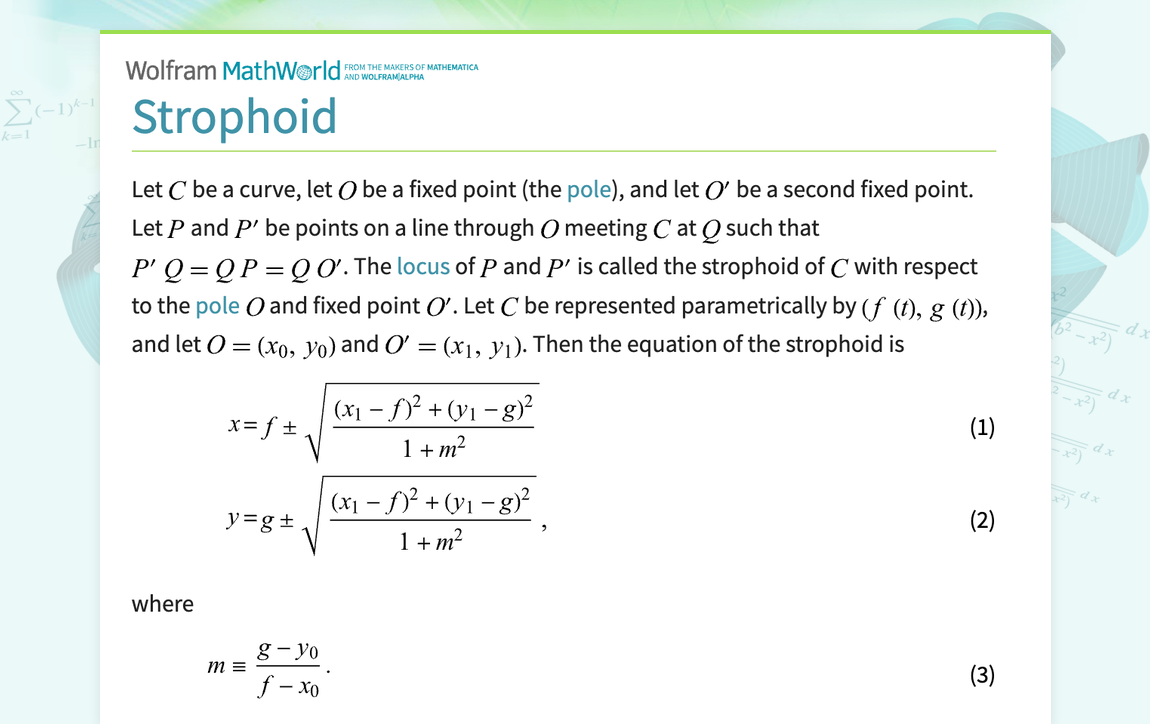 Strophoid -- from Wolfram MathWorld