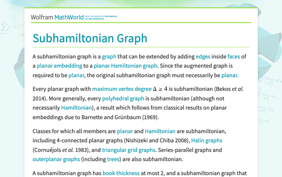 Subhamiltonian Graph -- from Wolfram MathWorld