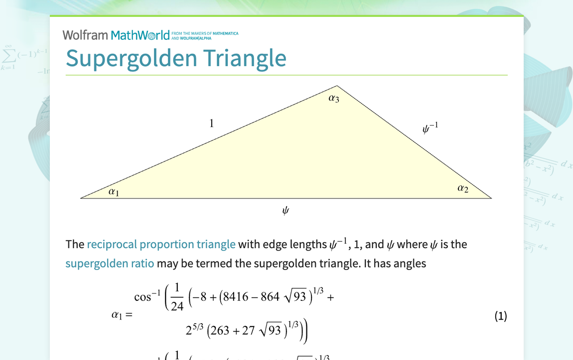 Supergolden Triangle -- from Wolfram MathWorld
