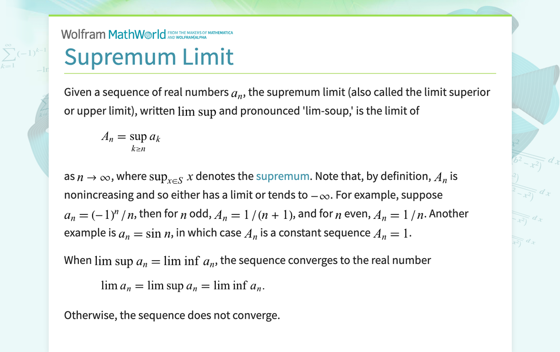 limit test from wolfram mathworld