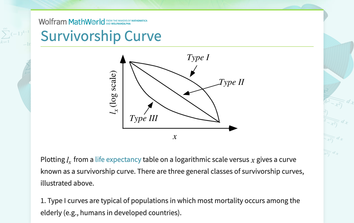 Survivorship Curve    from Wolfram MathWorld