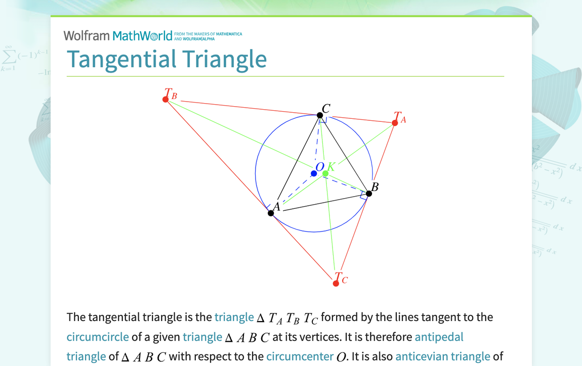 Tangential Triangle -- from Wolfram MathWorld