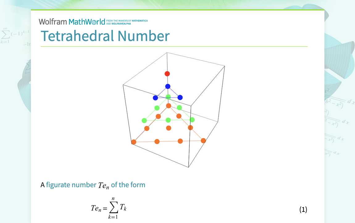 Tetrahedral Number from Wolfram MathWorld