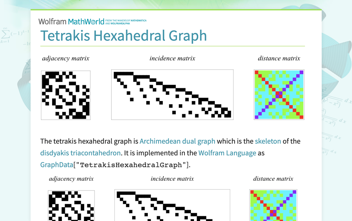 Tetrakis Hexahedral Graph -- from Wolfram MathWorld