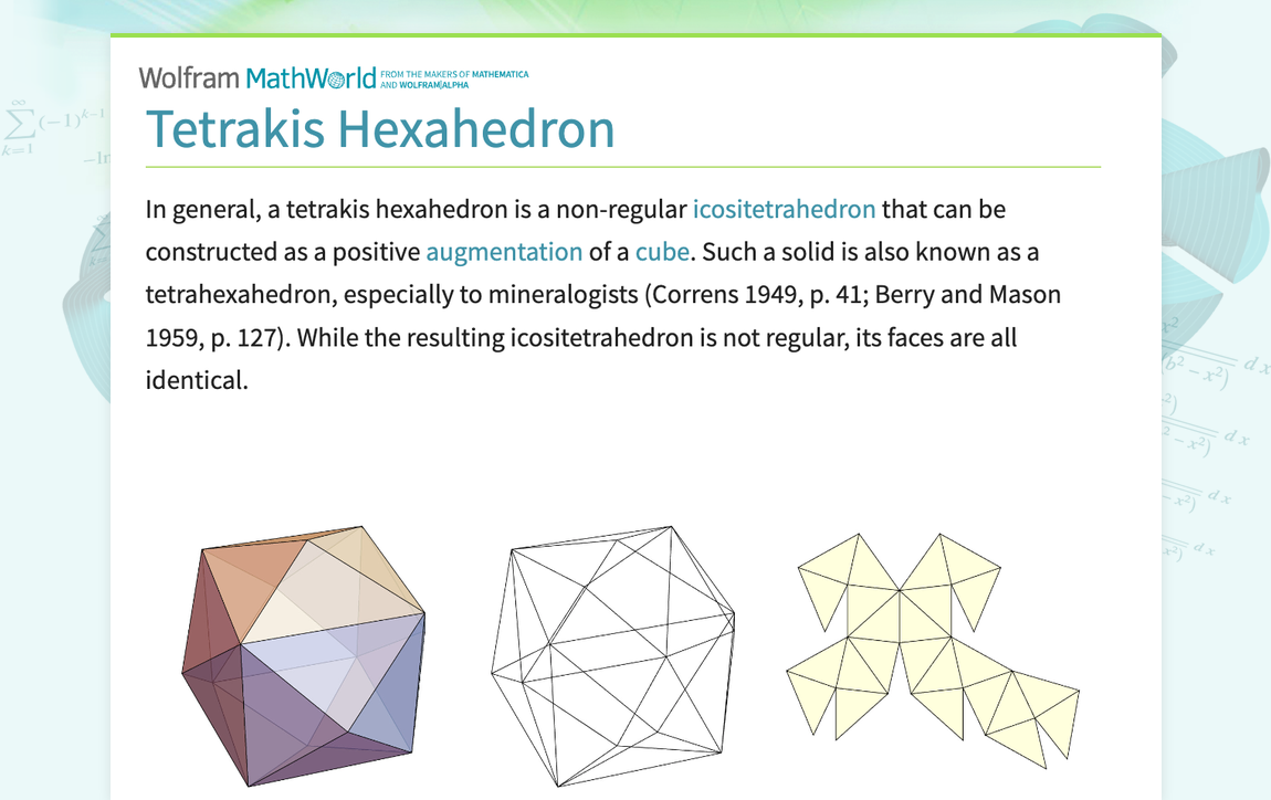 Tetrakis Hexahedron -- from Wolfram MathWorld