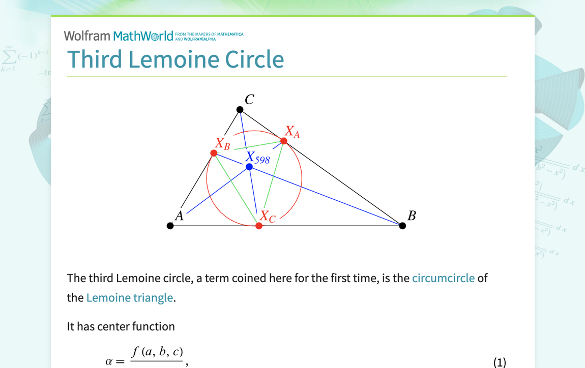 Third Lemoine Circle -- from Wolfram MathWorld