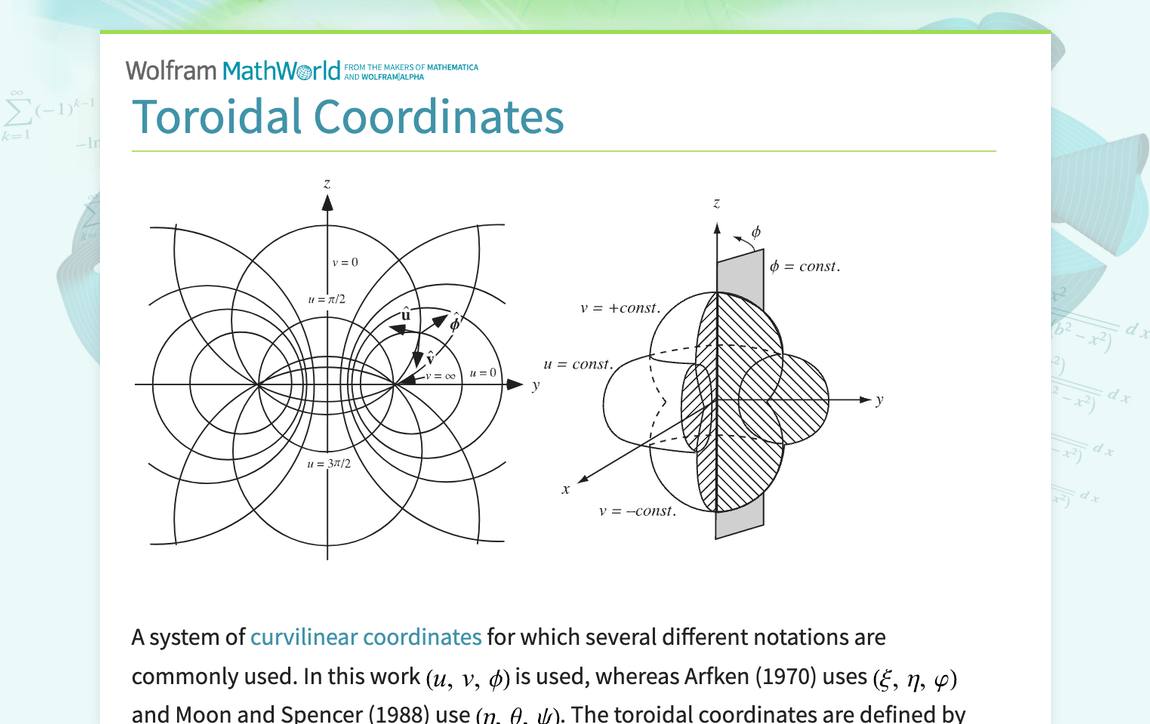 Toroidal Coordinates -- from Wolfram MathWorld