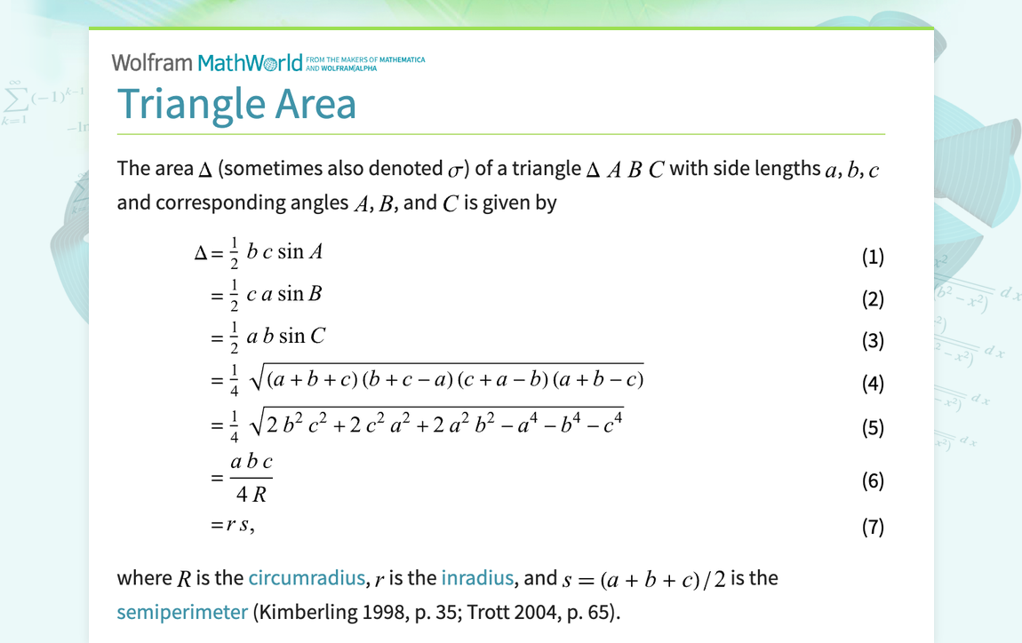 area of triangle
