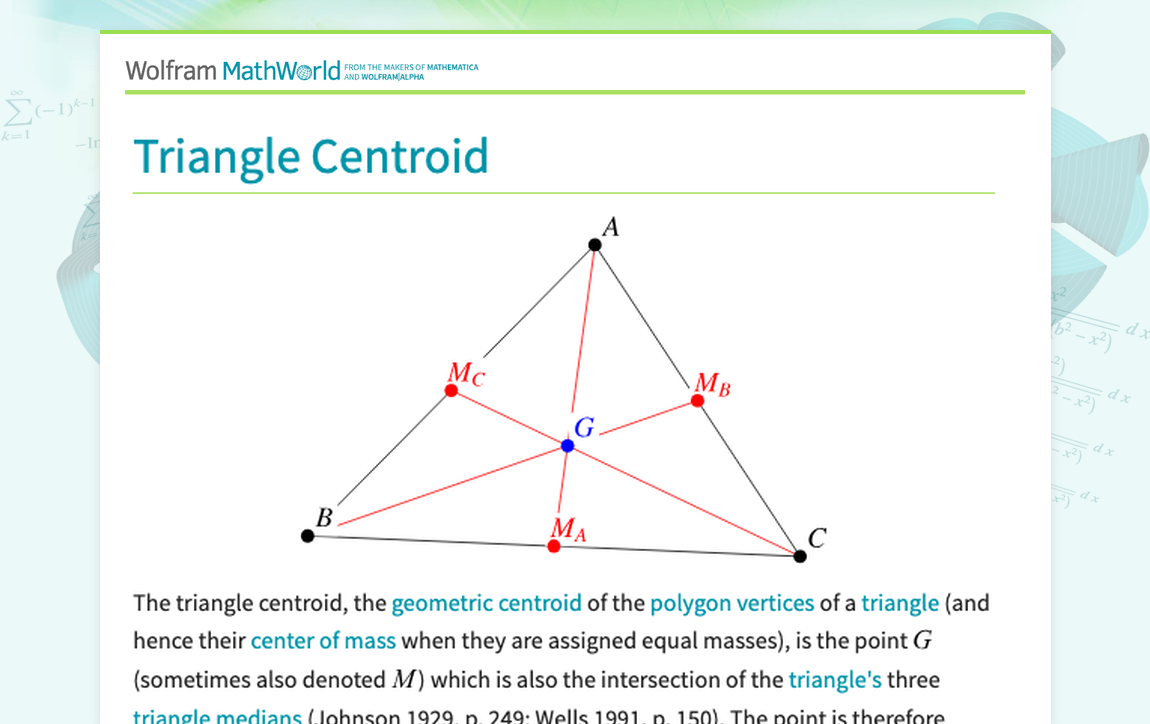 Triangle Centroid From Wolfram MathWorld