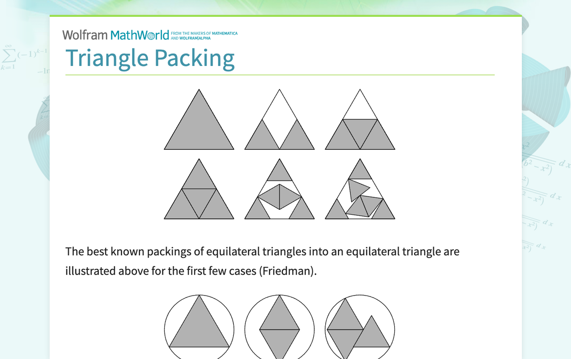 Triangle Packing -- from Wolfram MathWorld