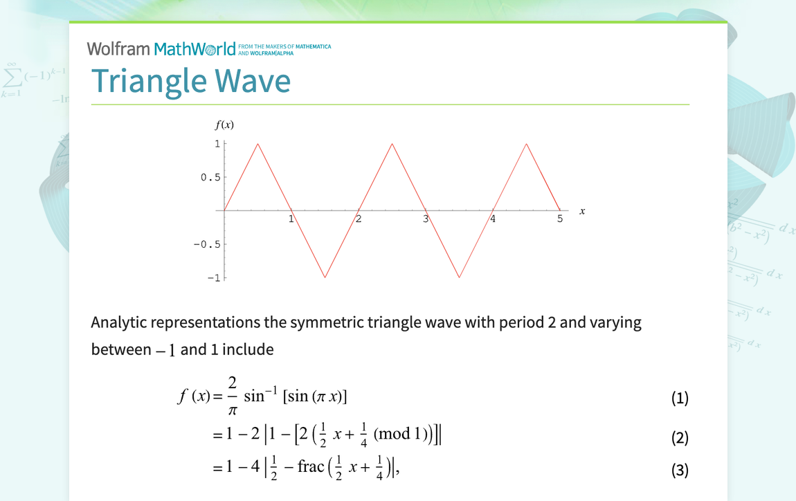 Triangle Wave -- from Wolfram MathWorld