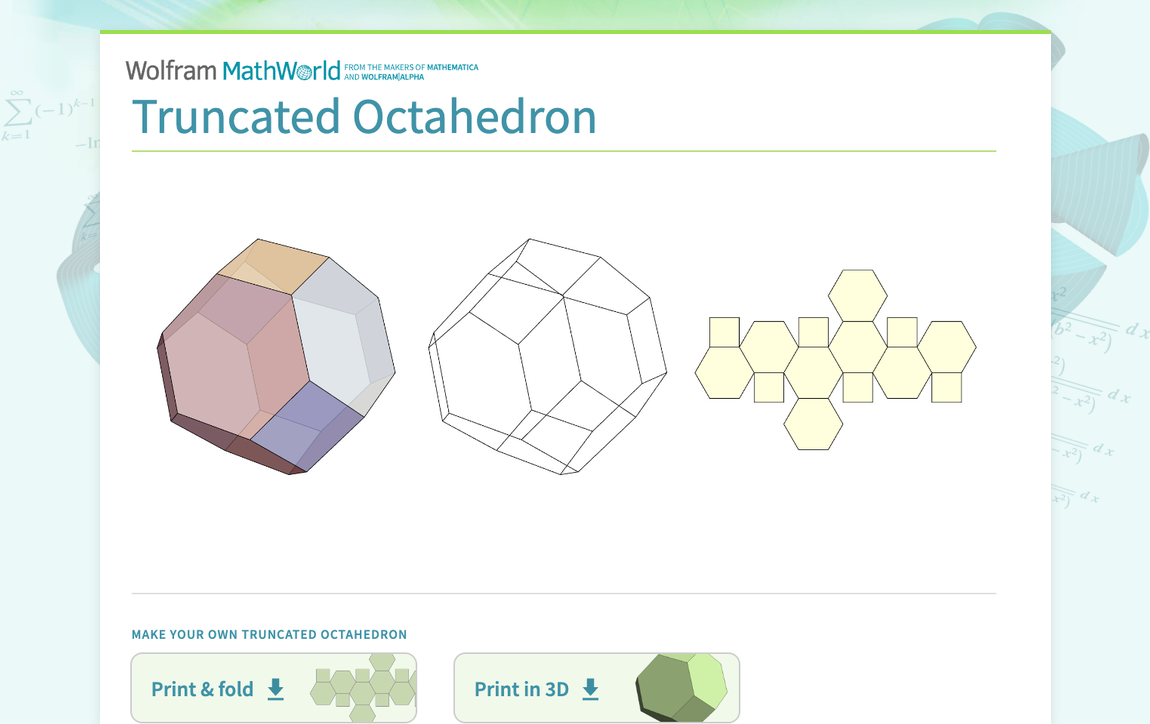 Truncated Octahedron From Left To Right: A Truncated Octahedron Of 586
