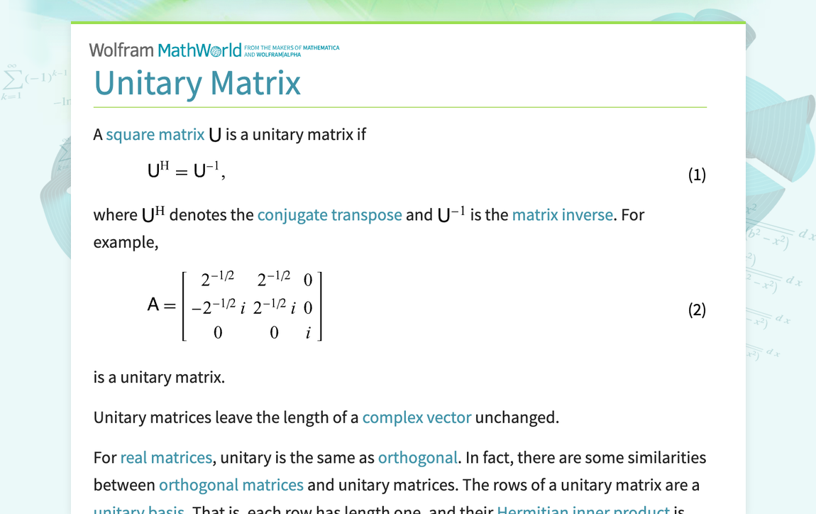 characteristic roots of unitary matrix