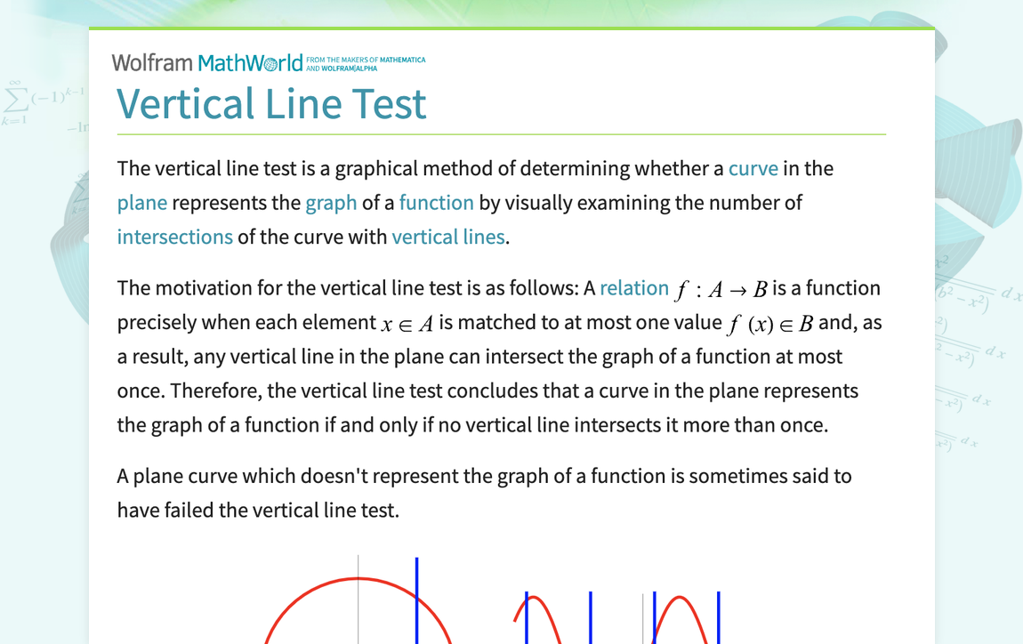 Vertical Line Test -- from Wolfram MathWorld