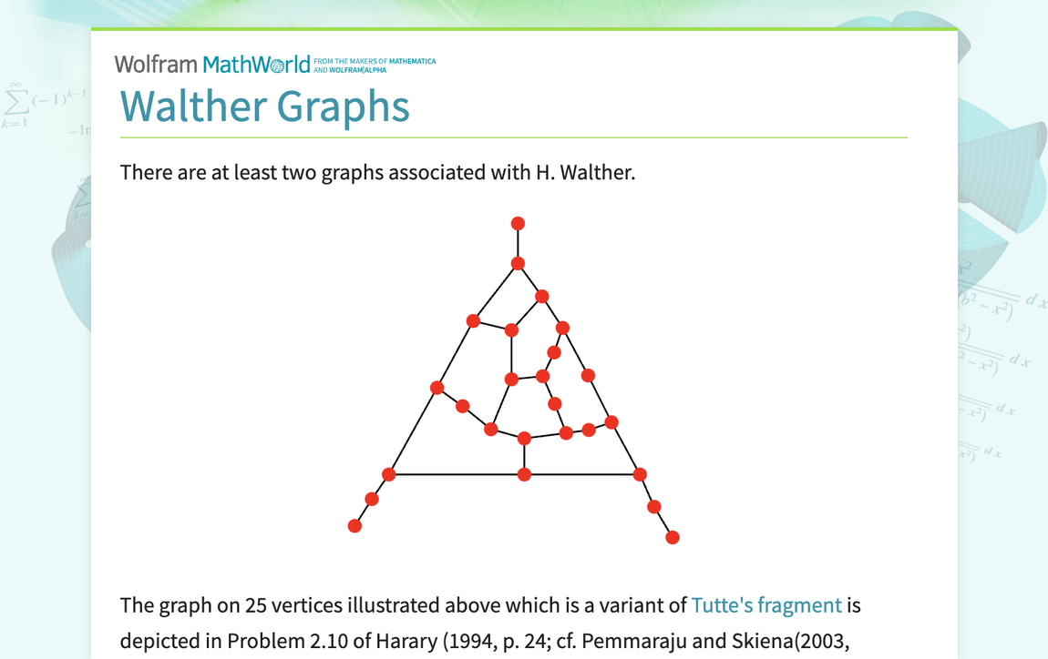 Walther Graphs From Wolfram Mathworld