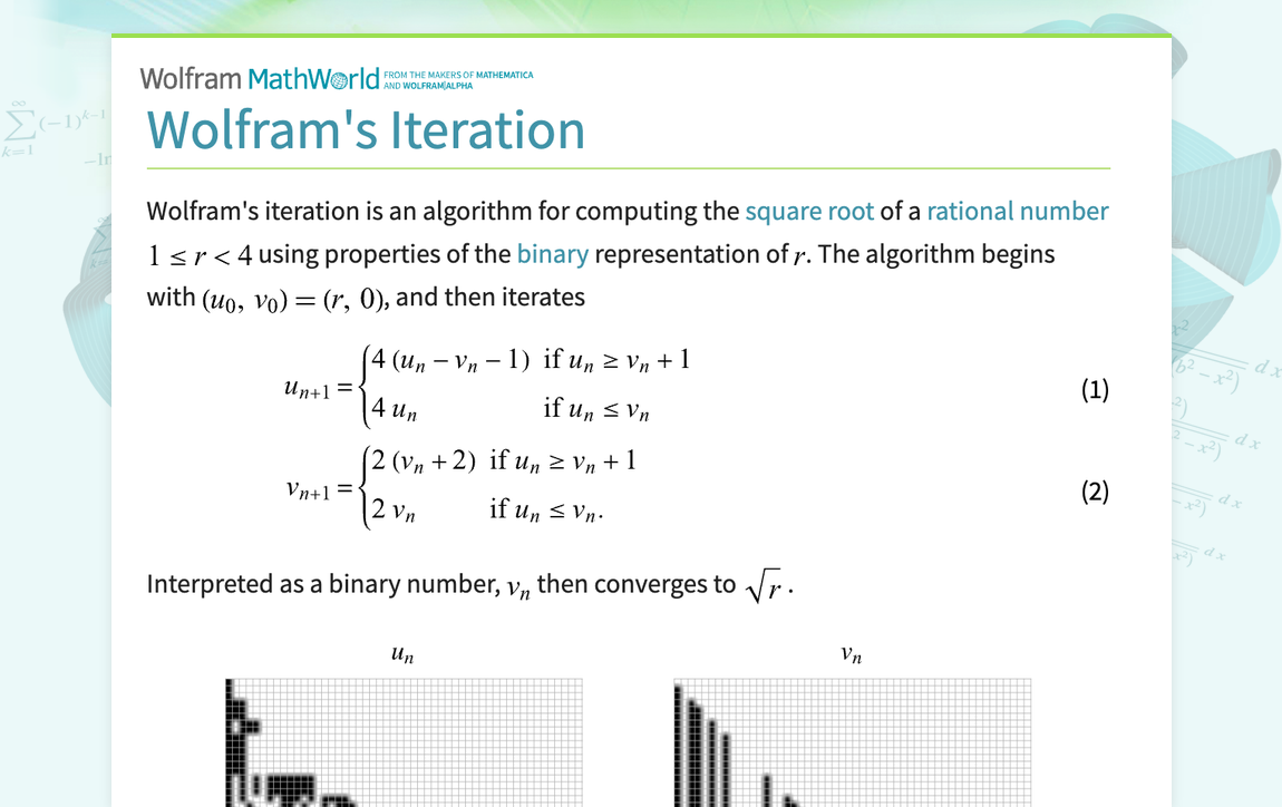 Wolfram's Iteration -- from Wolfram MathWorld