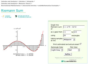Riemann sum interactive example on MathWorld